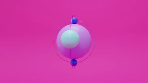Colorful abstract composition with spheres in bold neon colors, realistic 3D Stock Footage 339295569