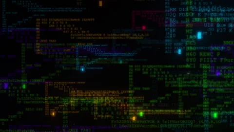 Colorful Abstract Computer Data Matrix Background Loop Stock Footage 324143607