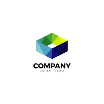 Colorful Abstract Cube Geometry Logo Stock Illustration