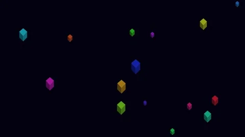 Colorful Abstract Cubes Floating in Black Space Animation Stock Footage 340364564