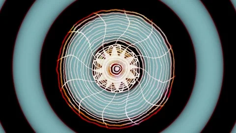 Colorful abstract design with circular patterns and lines in motion Stock Footage 337376144