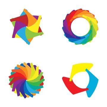 Colorful abstract design elements set creating unique logos Stock Illustration