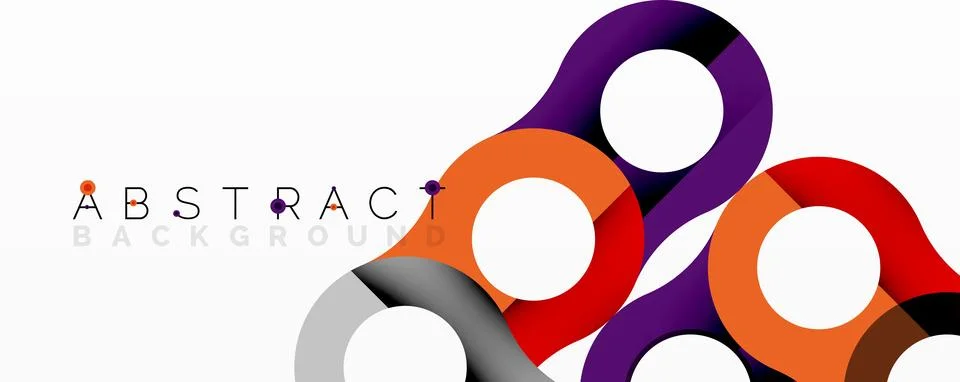 Colorful abstract design features interconnected circles, loops. Modern graphic Illustrazione stock