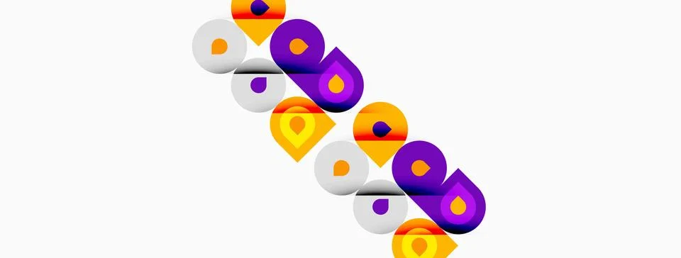 Colorful, abstract design features repeating OD pattern. Shapes overlap, Stock Illustration