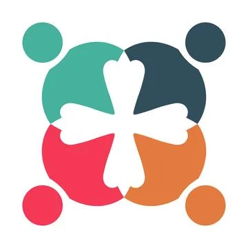 Colorful abstract design featuring overlapping shapes and circular forms Ilustración de archivo