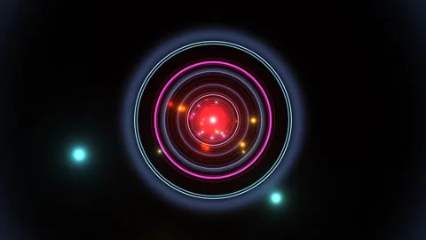 Colorful abstract design with light circles in dark Stock Footage 338316331