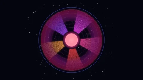 Colorful abstract design with radial patterns in dark space Stock Footage 336994408