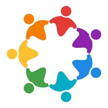 Colorful abstract design representing unity and diversity in communication Stock Illustration