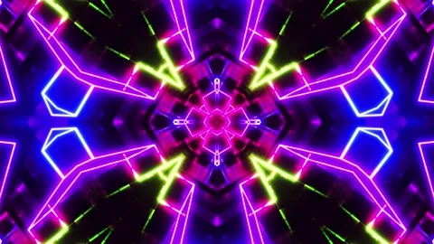Colorful abstract design with star pattern in the middle. Kaleidoscope VJ loop Stock Footage 252349505