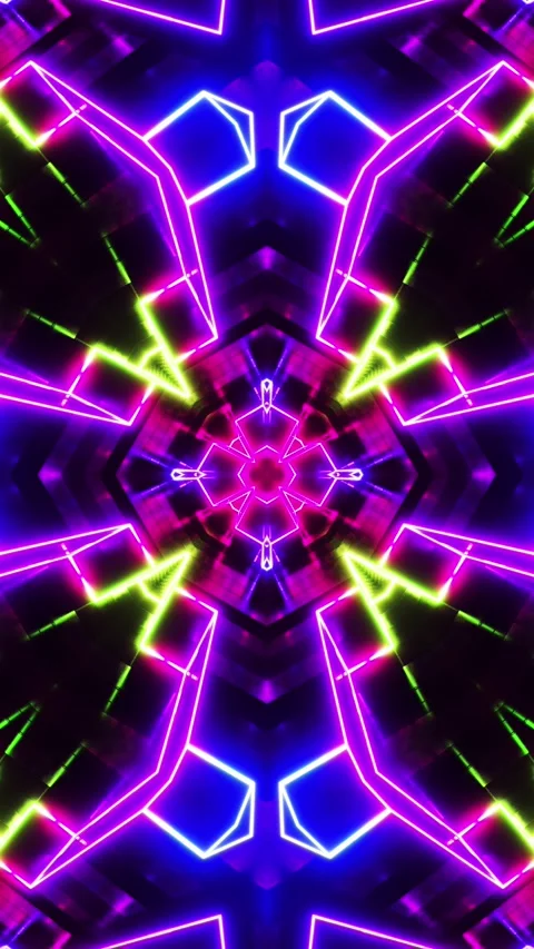 Colorful abstract design with star pattern in the middle. Kaleidoscope VJ loop Stock Footage 314300909