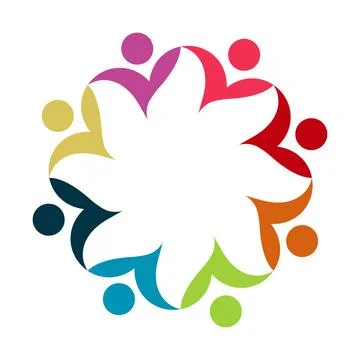 Colorful abstract design symbolizing unity and diversity in community setting Stock Illustration