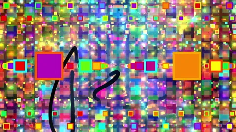Colorful Abstract Digital Mosaic Pixel Squares With Motion Line Interference Видео 331805856