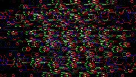 Colorful abstract digital pattern shows geometric shapes in layers Stockillustratie