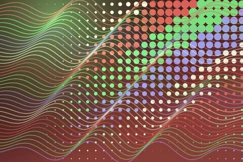 Colorful abstract digital wave pattern with dots and lines Stock Photos