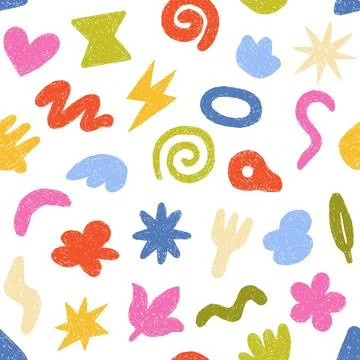 Colorful Abstract Doodle Seamless Pattern Vector Stock Illustration