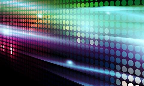 Colorful abstract dot grid background with light streaks. perspective grid. 스톡 일러스트