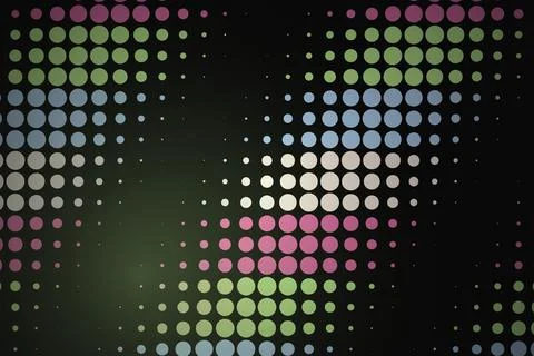 Colorful abstract dot pattern with bright lights and black background Stock Photos