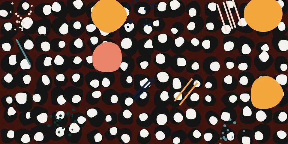 Colorful abstract dot pattern with vibrant orange and pink shapes on dark b.. 스톡 일러스트