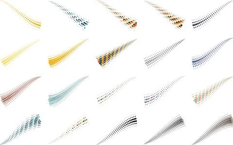 Colorful abstract dot patterns in various shapes and sizes creating a dynam.. イラスト素材