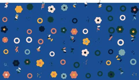 Colorful abstract dots pattern on blue background Stock Illustration