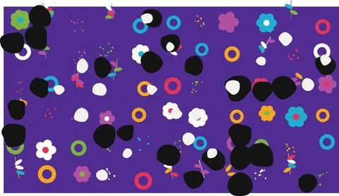 Colorful abstract dots pattern on purple background Illustrazione stock