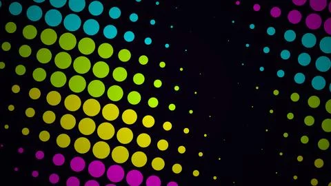 Colorful abstract dots pattern with vibrant circles on black Illustrazione stock