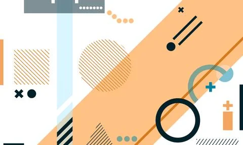 Colorful abstract dynamic geometric elements pattern design on stripes diagonal Stock Illustration