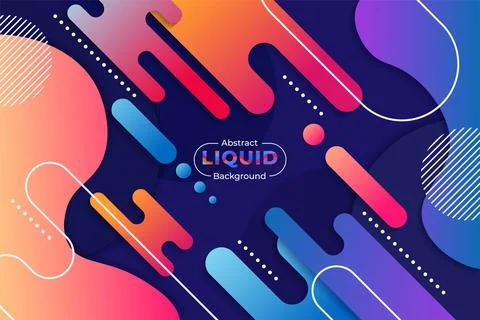 Colorful Abstract Dynamic Liquid Shape Blue Background with White Lines Stock Illustration