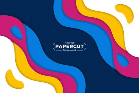 Colorful Abstract Dynamic Shape Paper cut Style Background with Overlapped Sh Stock Illustration