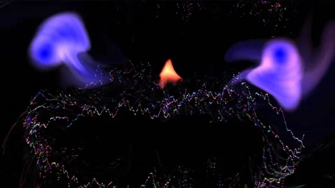 Colorful Abstract Electronic Visualisations moving particles digital art visual Stock Footage 196825506