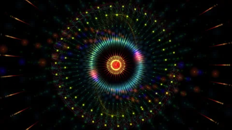 Colorful Abstract Energy Waves Dynamic Mandala Stock Footage 301635053