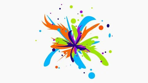 Colorful abstract exploding paint splatter with swirls, graphic resources Ilustración de archivo