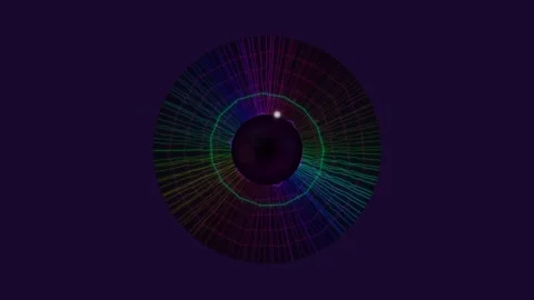Colorful abstract eye design with geometric lines and patterns Stock Footage 337301560