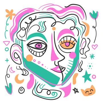Colorful Abstract face illustration Stock Illustration
