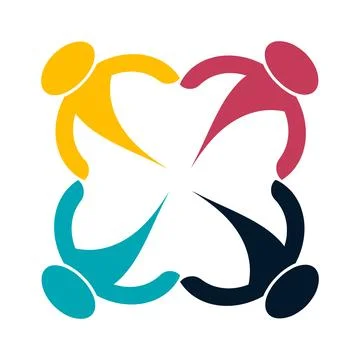 Colorful Abstract Figures Forming Unity and Connection in a Circular Format Stock Illustration