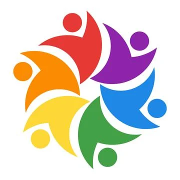 Colorful abstract figures representing unity and cooperation in design Stock Illustration