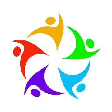 Colorful Abstract Figures Symbolizing Unity and Diversity in Community Enga.. Stock Illustration