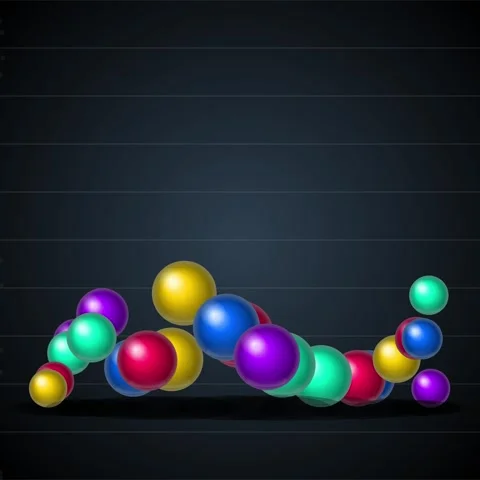 Colorful abstract floating bubbles and spheres on dark gradient background Stock Footage 344777289