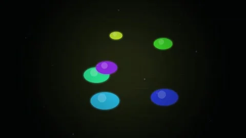Colorful abstract floating glowing circles animation on dark background Stock Footage 339925393