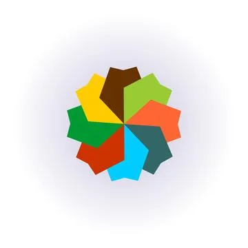 Colorful abstract flower flat vector design Stock Illustration