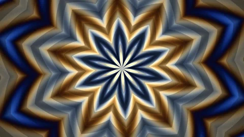 Colorful abstract flower pattern with blue and gold tones Stock Footage 338227085
