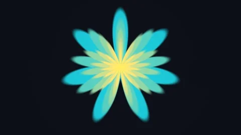 Colorful abstract flower shape with blue and yellow hues Stock Footage 338226420