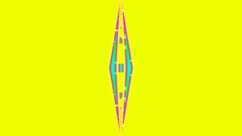 Colorful abstract geometric design element on vibrant solid yellow background Video stock 337573223