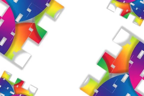 Colorful Abstract Geometric Frame with Rainbow Paper Cut Layers and Copy Space Stock Illustration