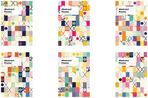 Colorful Abstract Geometric Grid Layout Poster Design イラスト素材