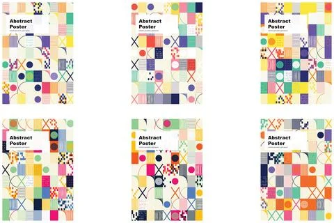 Colorful Abstract Geometric Grid Layout Poster Design イラスト素材