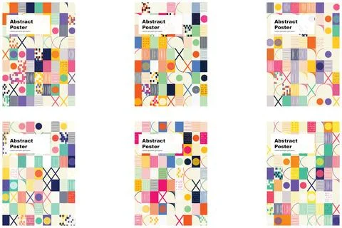 Colorful Abstract Geometric Grid Layout Poster Design Stock Illustration