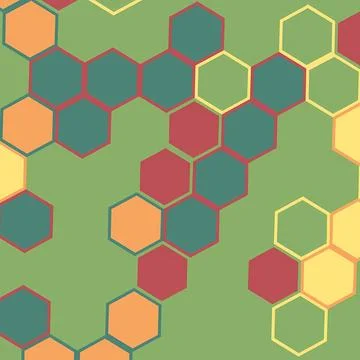 Colorful Abstract Geometric Hexagon Pattern Background with Teal, Red, 스톡 일러스트