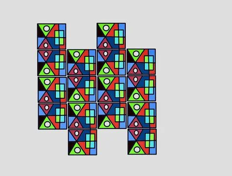 Colorful Abstract Geometric Mosaic Pattern with Repeating Shapes and Mod 스톡 일러스트