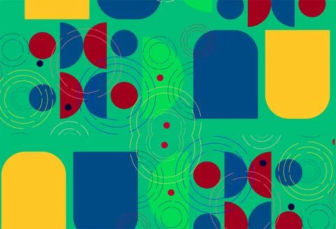 Colorful Abstract Geometric Pattern With Circles, Semi-Circles and Rounded .. 스톡 일러스트